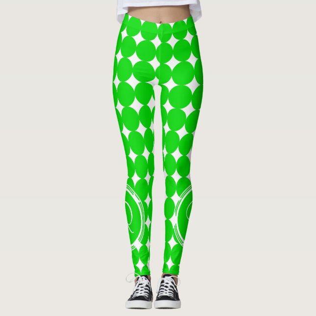 Legging Monograma de Bolinhas Verde (Frente)