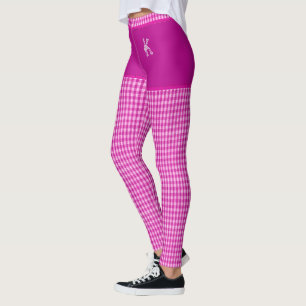 Legging Monograma de Impressão com Verificação Rosa Person