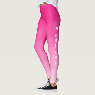 Legging Monograma de Padrão Geométrico de Gradiente Rosa Q