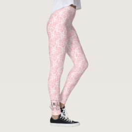 Legging Monograma de padrão-Rosa cor-de-rosa elegante