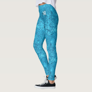 Legging Monograma de Textura de Rock Natural Cracking Azul