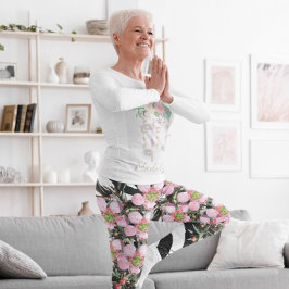 Legging Monograma do padrão branco preto-rosa com tendênci