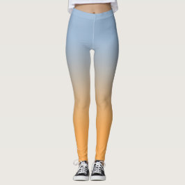 Legging Monograma Elegante de Gradiente Azul Claro a Laran
