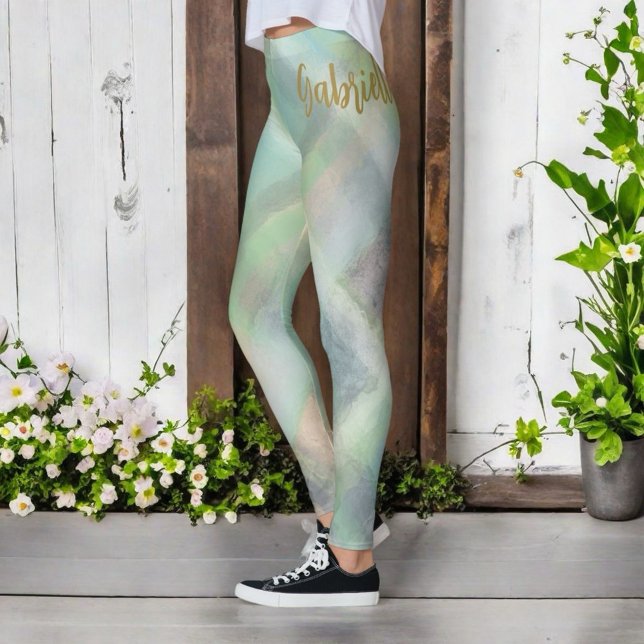 Legging Monograma em forma de xadrez cinza verde amarelo-p (Criador carregado)