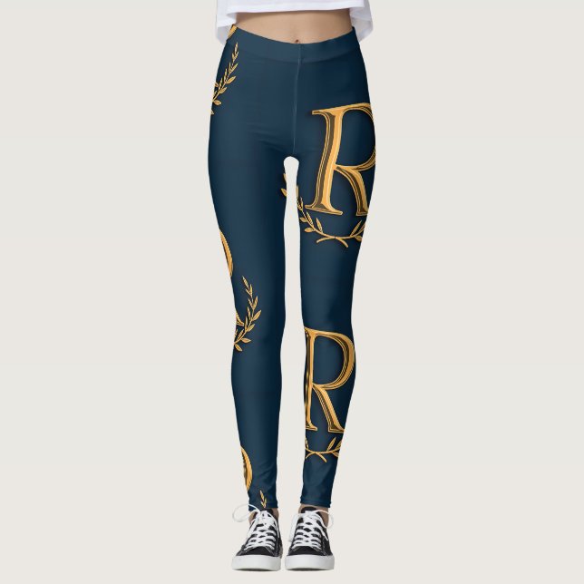 Legging Monograma inicial personalizado em Dourado no Mari (Frente)
