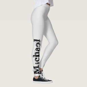 Legging Monograma moderno minimalista, nome cinza negra
