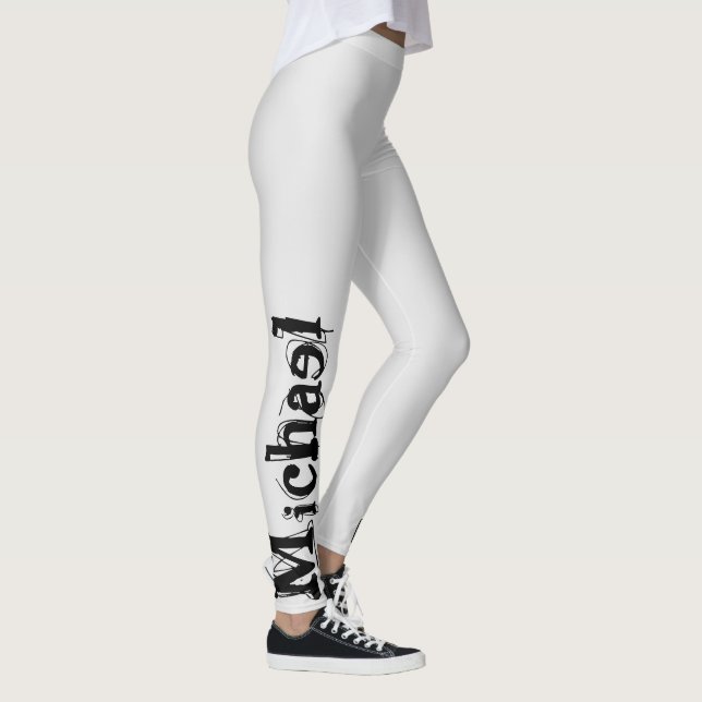 Legging Monograma moderno minimalista, nome cinza negra (Direita)