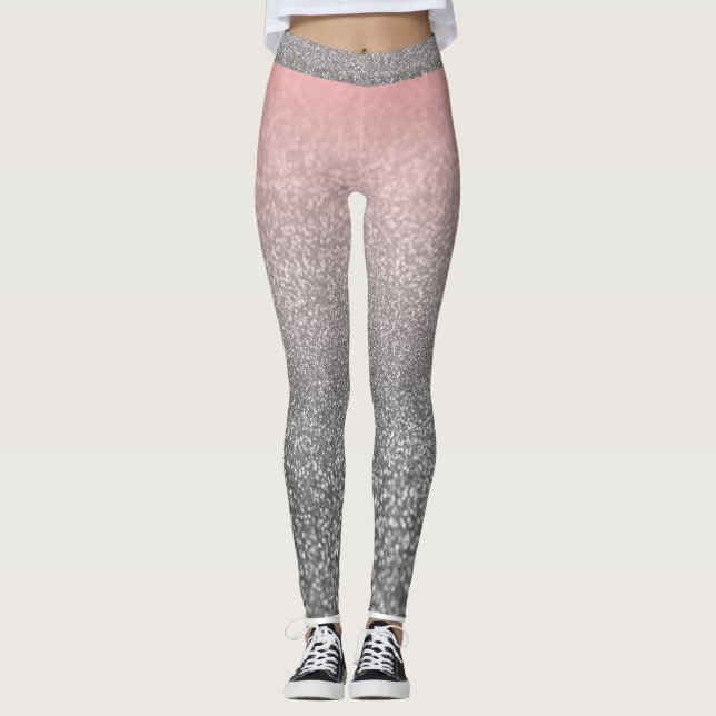 Legging Monograma personalizado brilho cor-de-rosa (Frente)