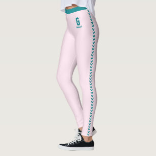 Legging Monograma Personalizado com Listras Pretas e Rosa