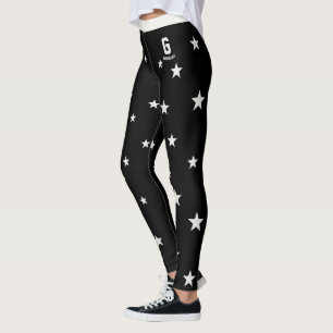 Legging Monograma Personalizado de Estrelas Neutras Pretas