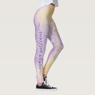 Legging Monograma Personalizado de Natal Roxo Elegante