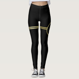 Legging Monograma personalizado de ouro elegante a preto
