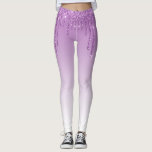 Legging monograma roxo brilhando<br><div class="desc">brilhante brilho branco e roxo. Os recursos de texto podem ser personalizados.</div>