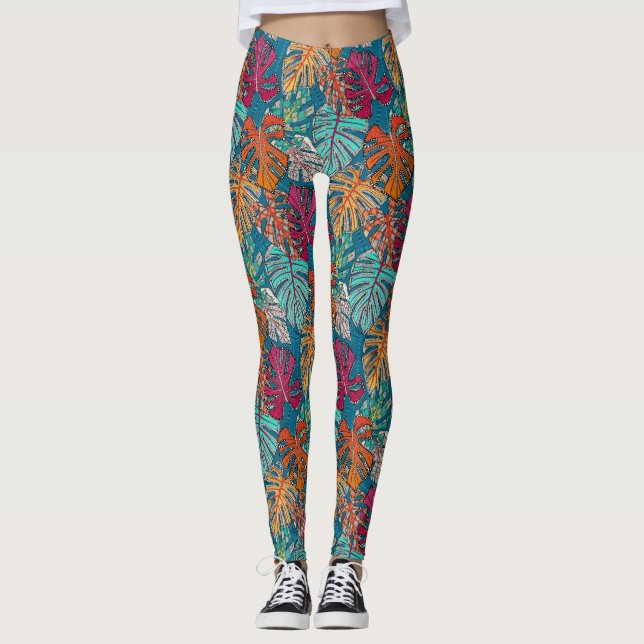 Legging monstera deliciosa pavão (Frente)