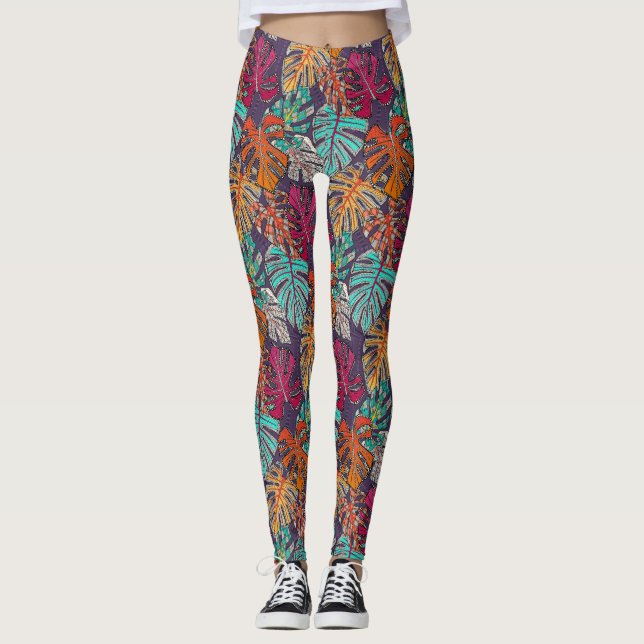 Legging monstera deliciosa plum (Frente)