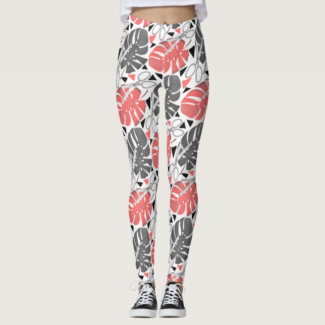 Legging Monstera impressão tropical deixa tesoura exo selv (Frente)