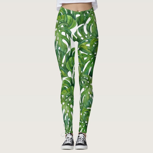 Legging Monstera Verde Deixa-se tropical (Frente)