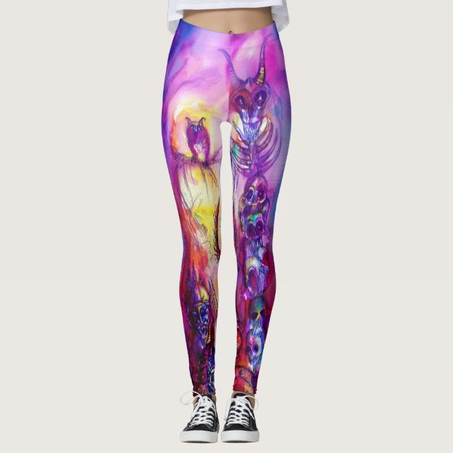 Legging MONSTERS HALLOWEEN / Roxo da Guerra da Orca (Frente)