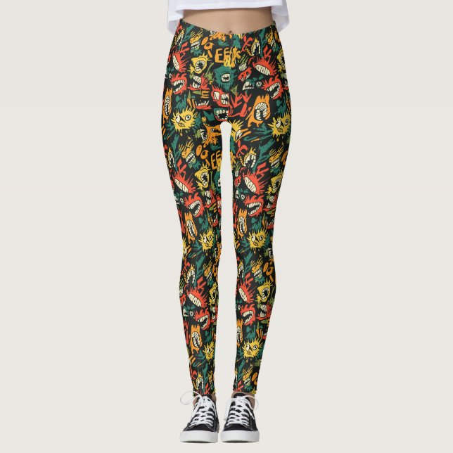 Legging Monstro de Grafite Eek Preto Halloween (1) (Frente)