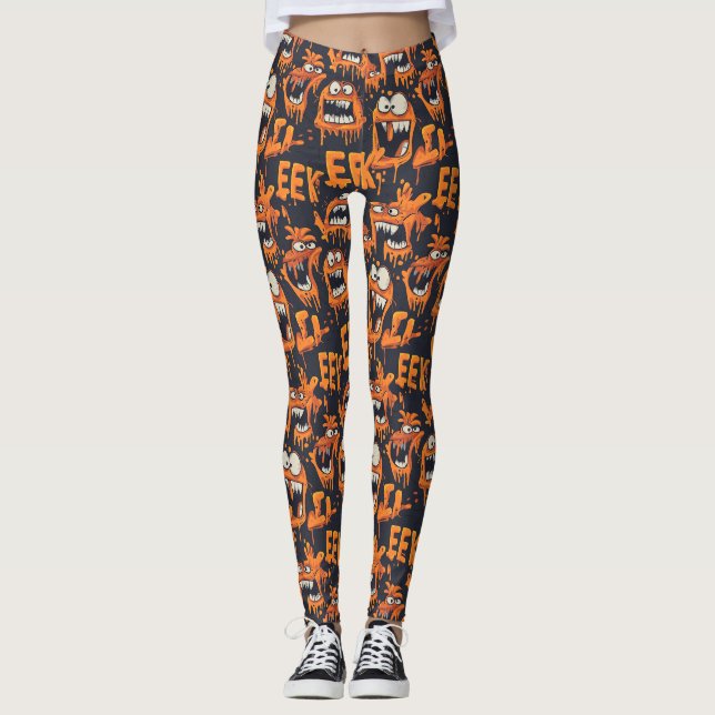 Legging Monstro de Grafite Eek Preto Halloween (2) (Frente)