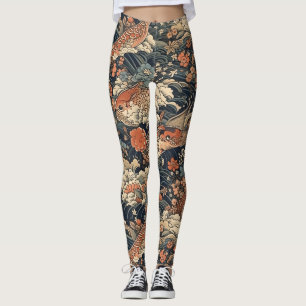 Legging Monstros do Mar de Tatuagem Japonês