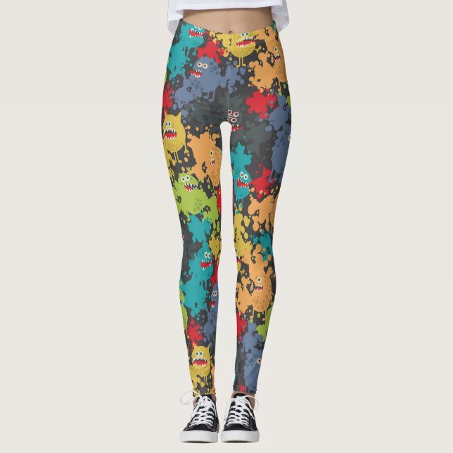 Legging Monstros engraçados fofos (Frente)