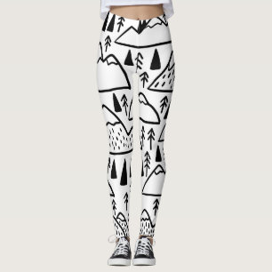Legging Montanhas e Árvores Vintage desenhadas à mão.