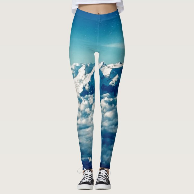 Legging Montanhas Himalaias em Nuvens Céu Azul (Frente)