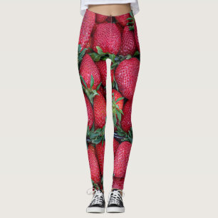 Legging Morangos com folhas verdes