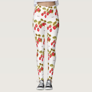 Legging Morangos fruta aquarela Berries Comida Padrão