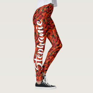 Legging Morangos maduras vermelhas suculentas, nome