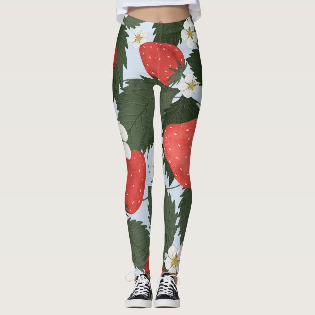 Legging Morangos: padrão de fruta de verão design. (Frente)