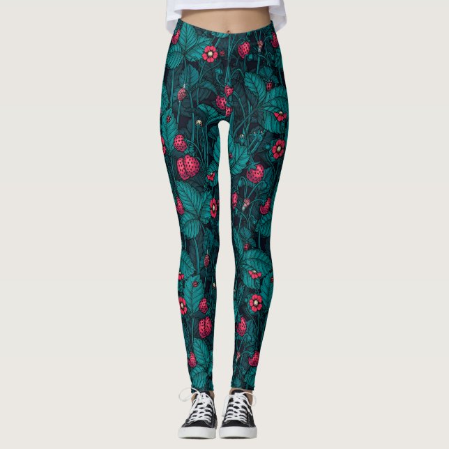 Legging Morangos selvagens, vermelhos e azuis (Frente)