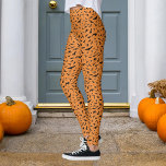 Legging Morcego do Dia das Bruxas Laranja e Negra<br><div class="desc">Padrão de morcego preto; Personalize para mudar a laranja para qualquer cor.</div>