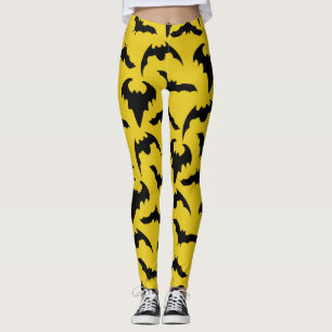 Legging Morcegos Amarelos e Pretos Halloween