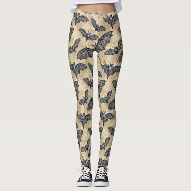 Legging Morcegos de Halloween Vintage (Frente)