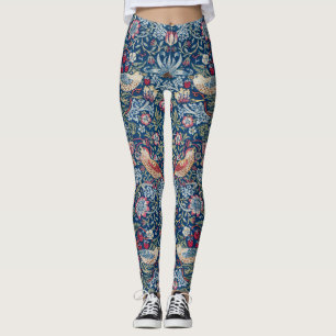 Legging Morris Strawberry Thief Clássico Azul Índigo Fino