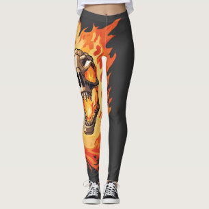 Legging Morto do Dinossauro Retroativo Queimando Crânio em