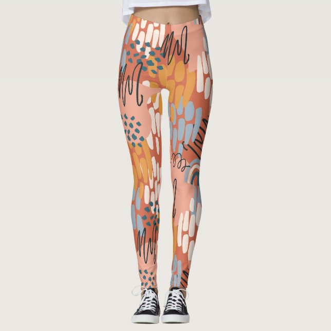 Legging mosaico abstrato feminino colorido (Frente)