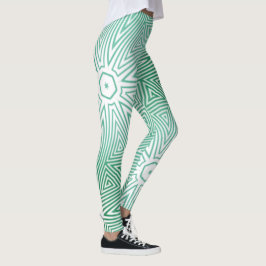 Legging Mosaico abstrato MODERN-branco-verde-esverdeado