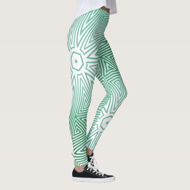 Legging Mosaico abstrato MODERN-branco-verde-esverdeado (Direita)