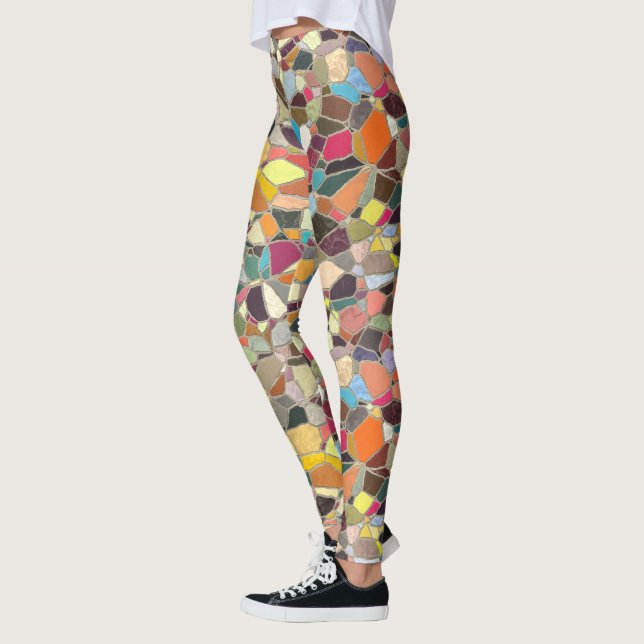 Legging Mosaico Amarelo-Amarelo-Cor-de-Laranja-Brilhante (Esquerda)