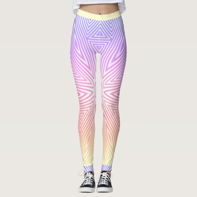 Legging Mosaico branco-amarelo-rosa-abstrato MODERN (Frente)