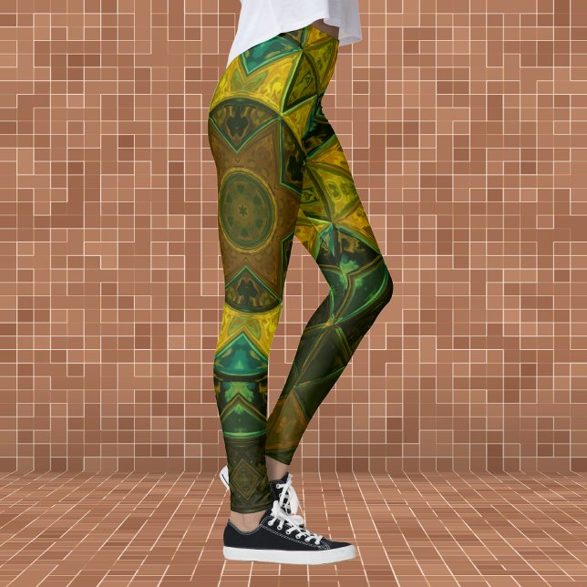 Legging Mosaico Caleidoscópio Flor Amarelo e Verde (Criador carregado)