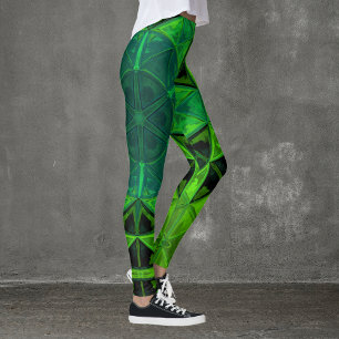 Legging Mosaico Caleidoscópio Flor Verde