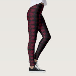 Legging Mosaico de abstrato MODERN a preto-vermelho-rosa-r