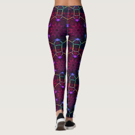Legging Mosaico de abstrato MODERN a preto-vermelho-rosa-r