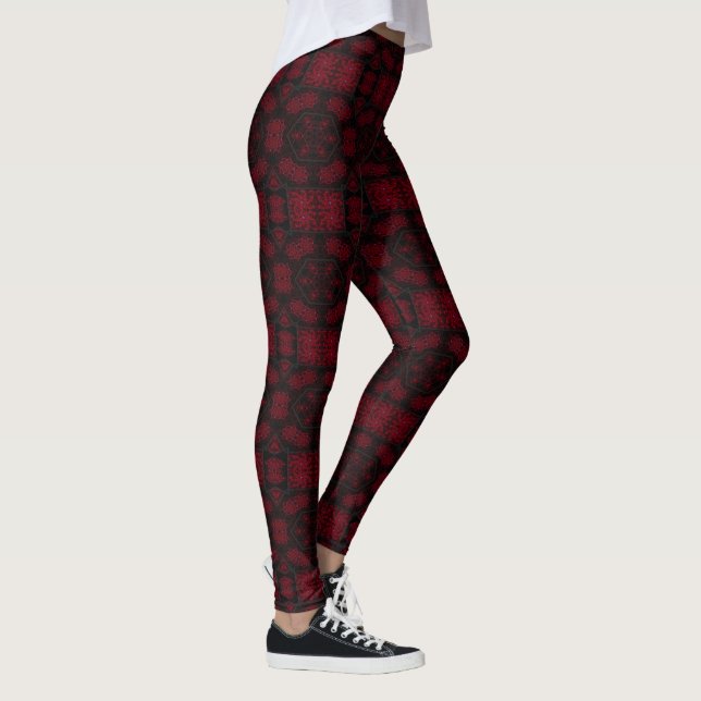 Legging Mosaico de abstrato MODERN a vermelho-preto (Direita)