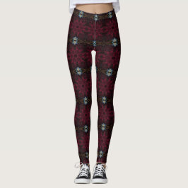Legging Mosaico de abstrato MODERN com cinza vermelho-pret