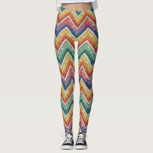 Legging Mosaico de Chevron Arco-íris – Azulejo Geométrico